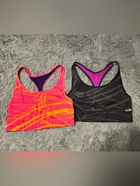 Champion Pink & Orange and Black Racerback Sports Bras Reversible.